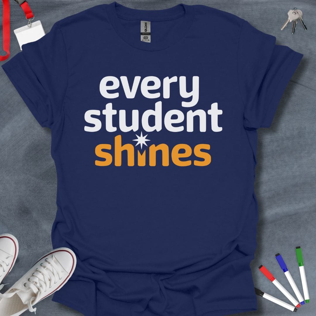 Teacher T-Shirt Navy / S Every Student Shines Star Motif T-Shirt