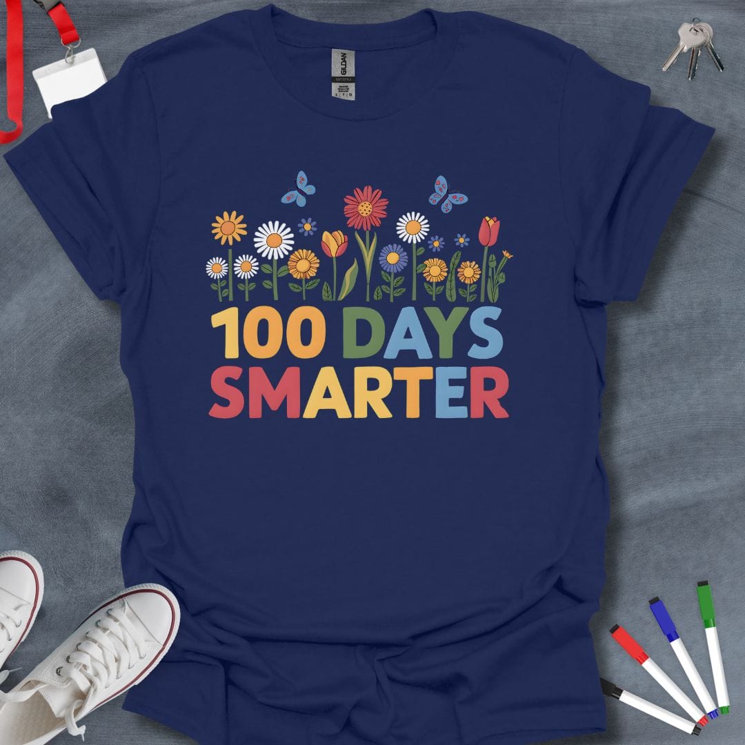 Teacher T-Shirt Navy / S 100 Days Smarter T-Shirt