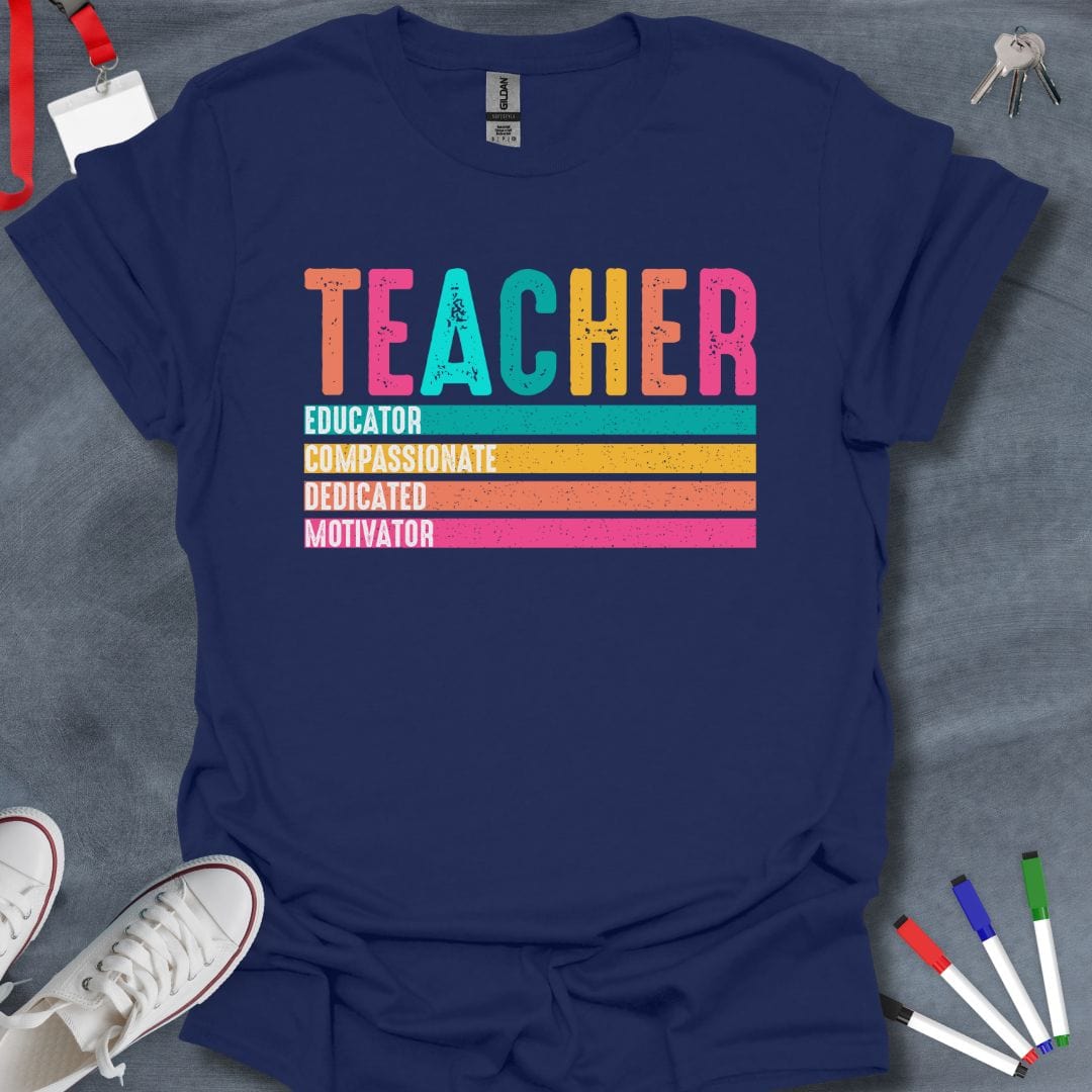 Teacher T-Shirt Navy / S Vibrant Educator Values T-Shirt