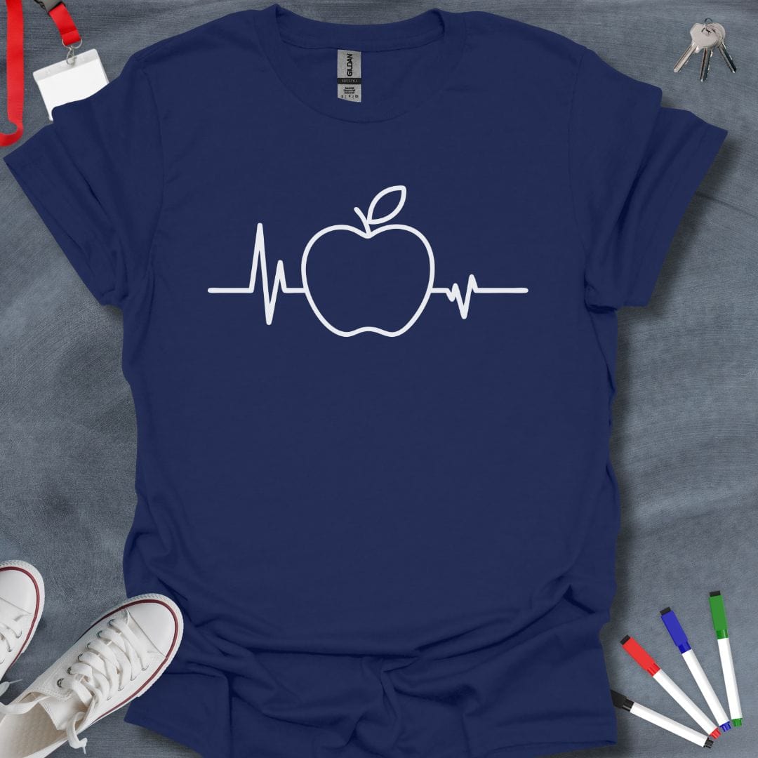 Teacher T-Shirt Navy / S Heart of Education Apple EKG T-Shirt