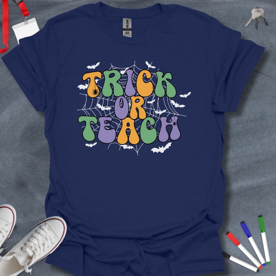 Teacher T-Shirt Navy / S Trick or Teach Halloween T-Shirt