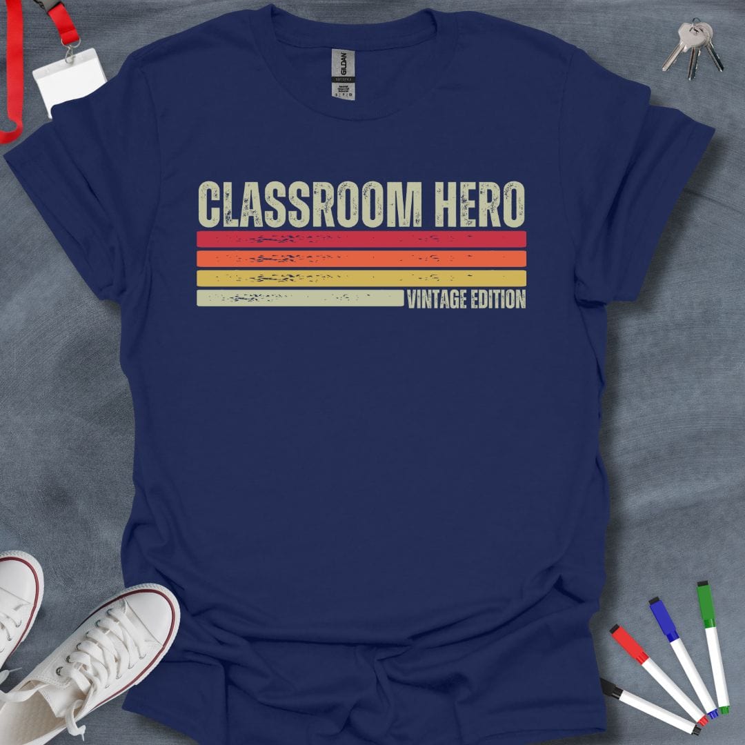 Teacher T-Shirt Navy / S Vintage Classroom Hero T-Shirt