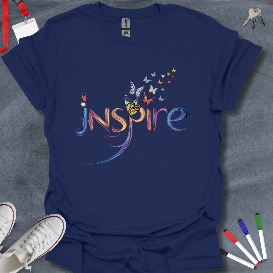 Teacher T-Shirt Navy / S Colorful Inspire Butterfly T-Shirt