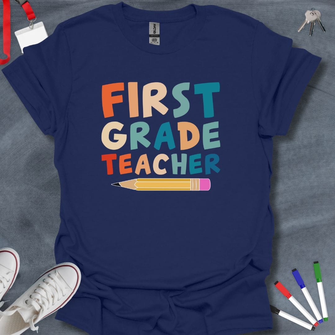 Teacher T-Shirt Navy / S First Grade Teacher T-Shirt