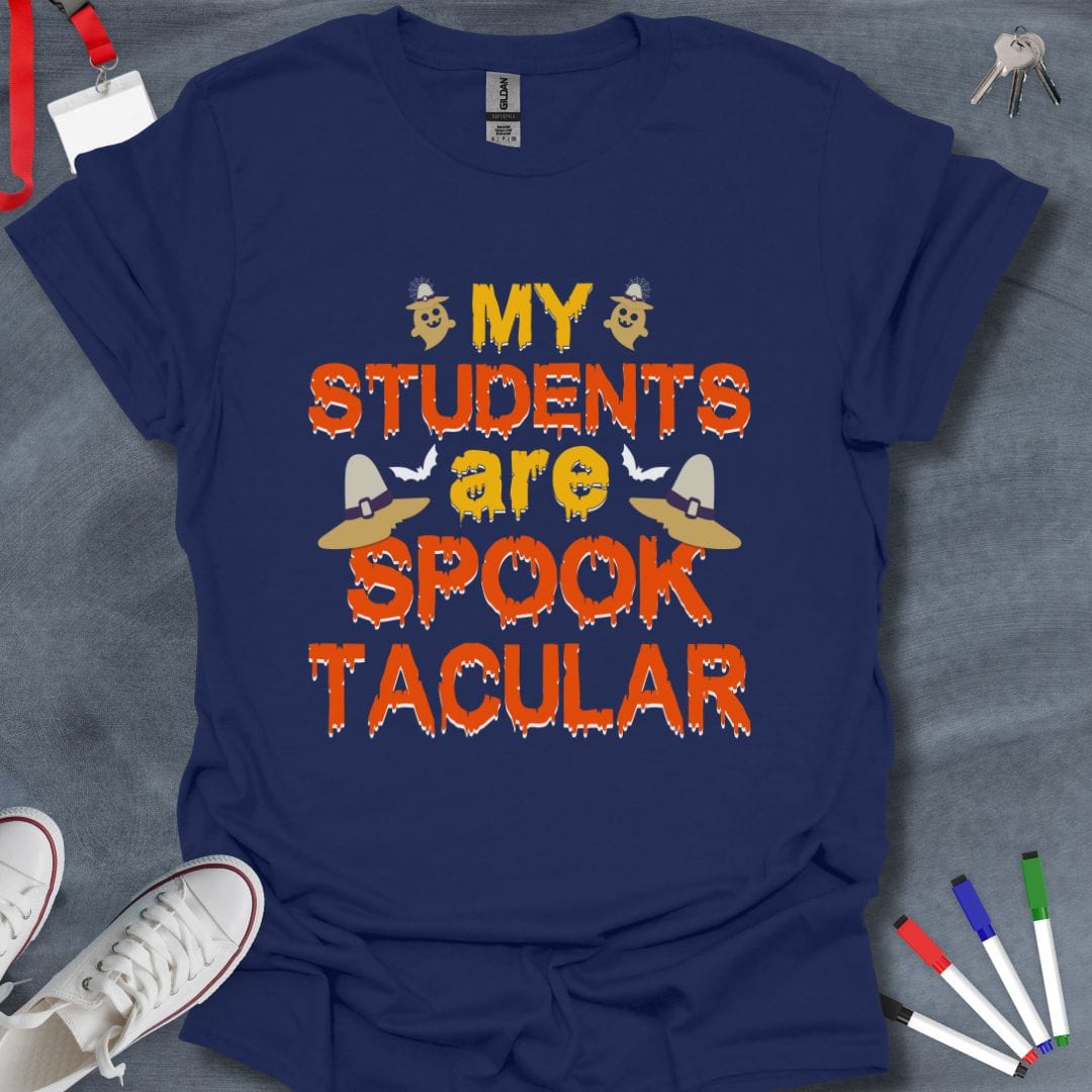 Teacher T-Shirt Navy / S My Students Are Spooktacular Halloween T-Shirt