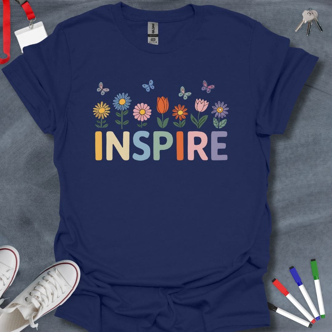 Teacher T-Shirt Navy / S Inspire Floral T-Shirt