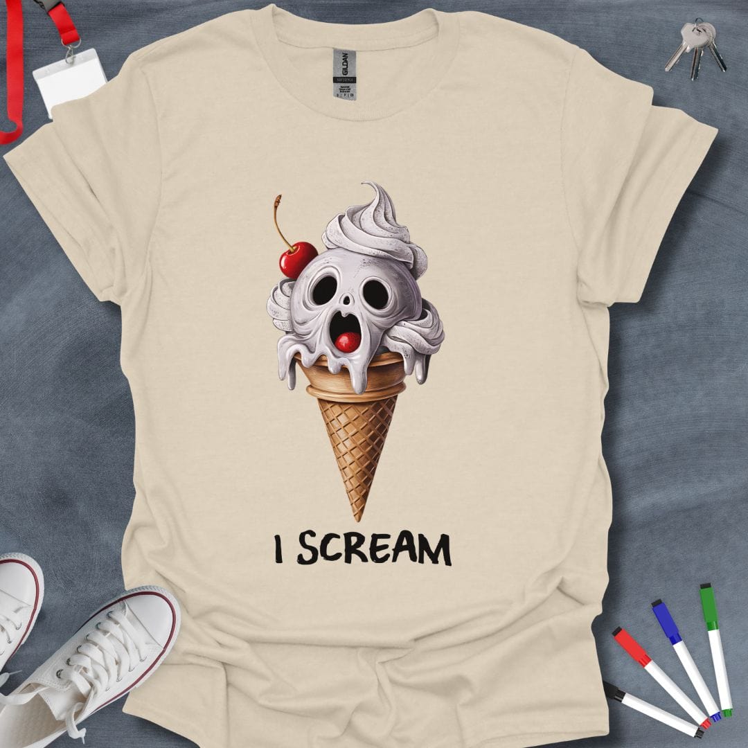 Teacher T-Shirt Natural / S Spooky Ice Cream Skull T-Shirt