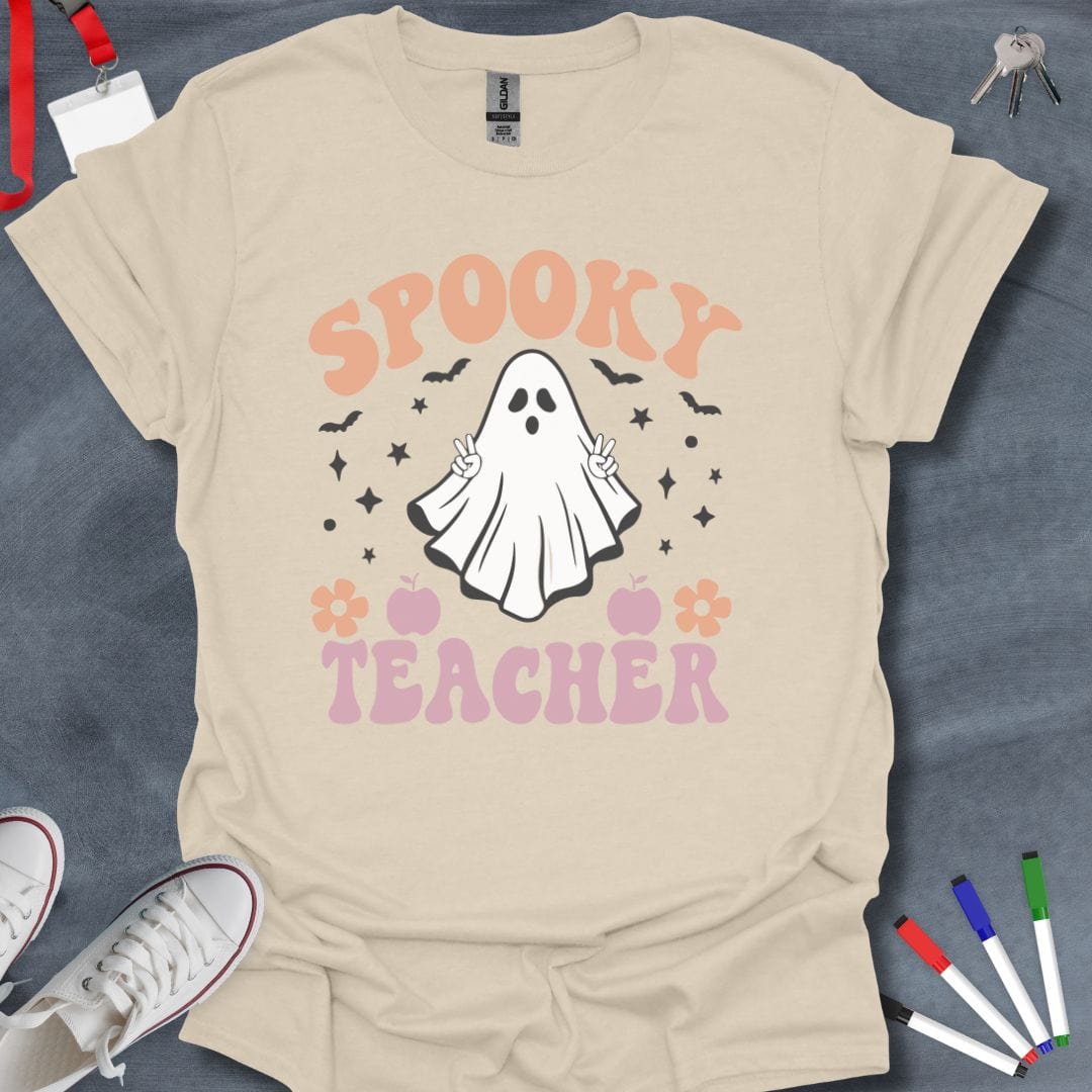 Teacher T-Shirt Natural / S Spooky Teacher Ghost T-Shirt