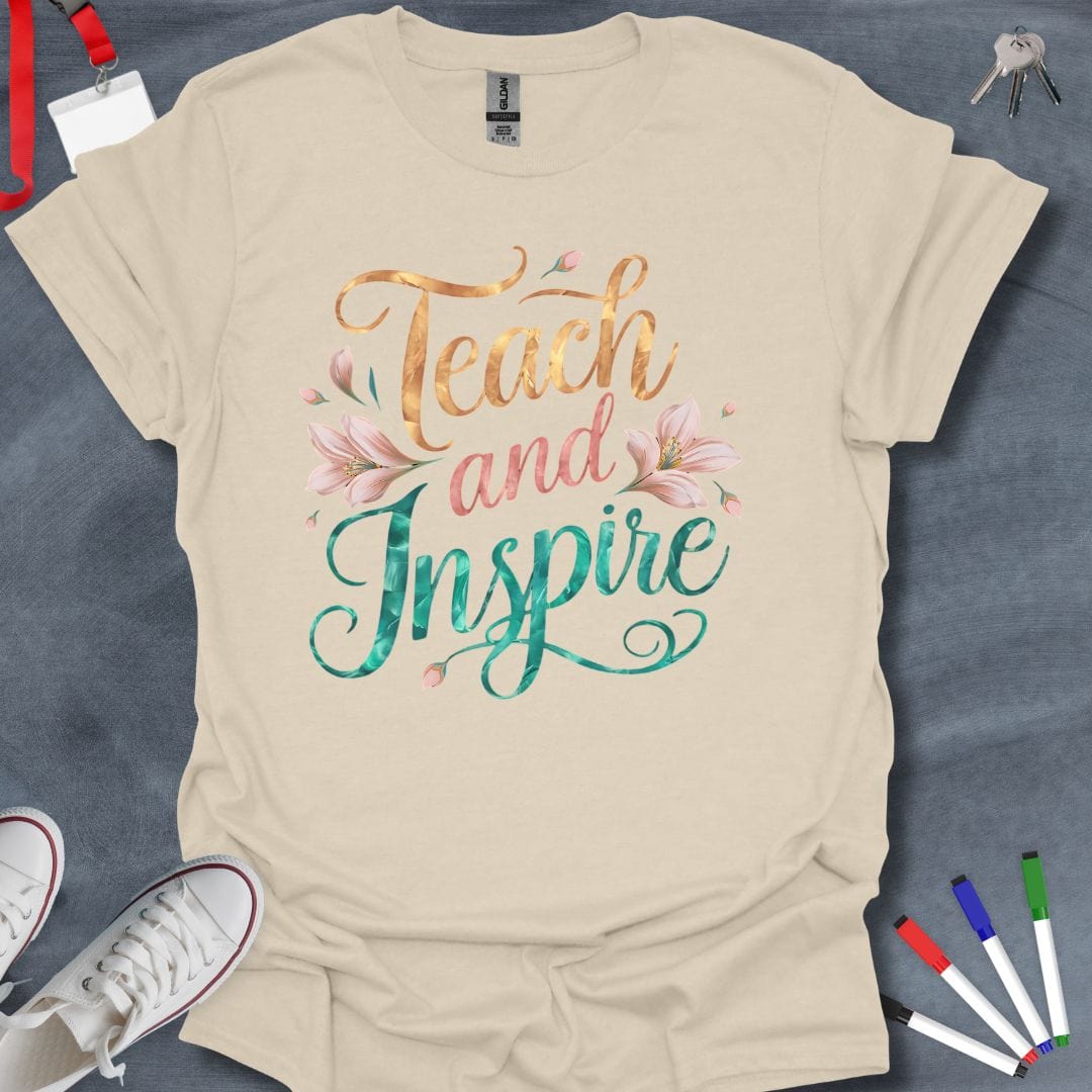 Teacher T-Shirt Natural / S Teach and Inspire Floral T-Shirt