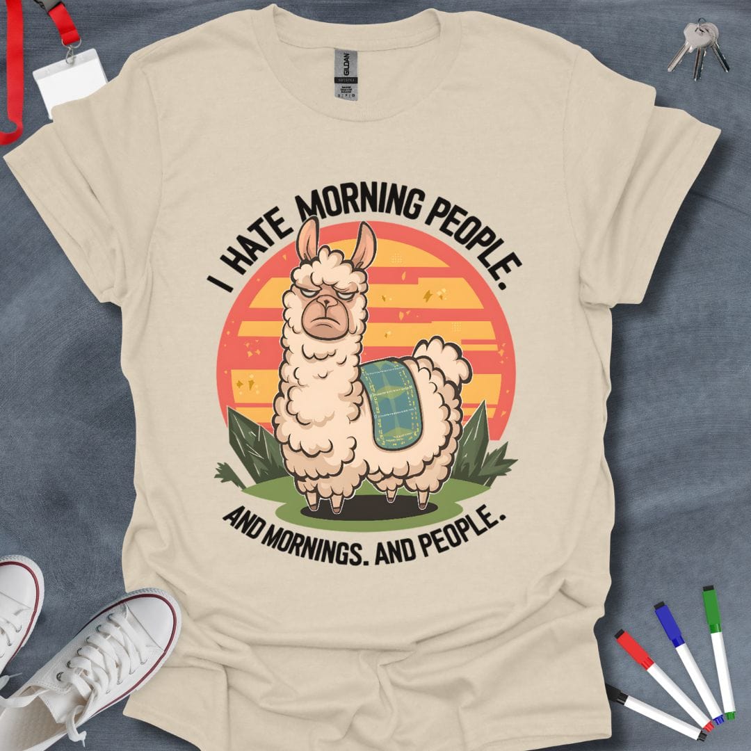 Teacher T-Shirt Natural / S Grumpy Llama Morning Hater T-Shirt