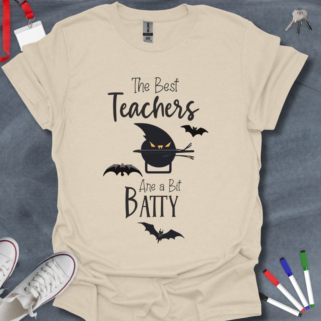 Teacher T-Shirt Natural / S Best Teachers Are a Bit Batty Halloween T-Shirt